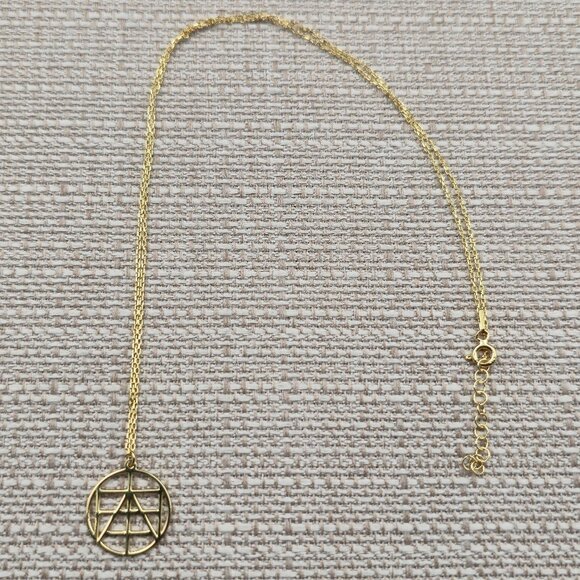 18+1 Inch Gold Over Sterling Silver Geometric Design Necklace A6277 - Picture 1 of 6